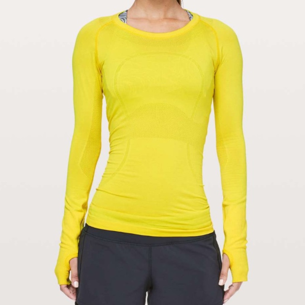 Lululemon Seawheeze Swiftly Tech Long Sleeved Crew - Sonic Yellow - size 6
